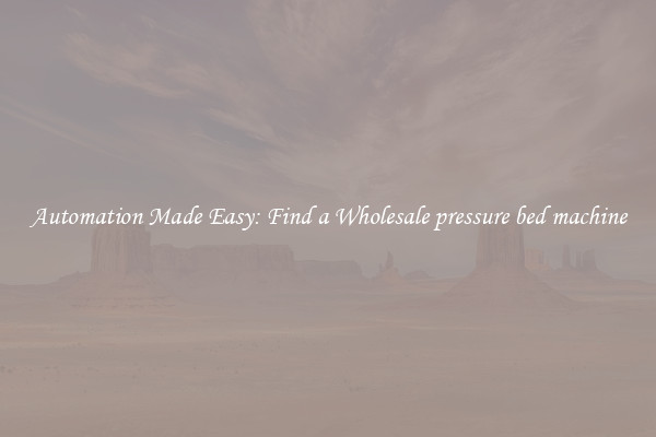  Automation Made Easy: Find a Wholesale pressure bed machine 